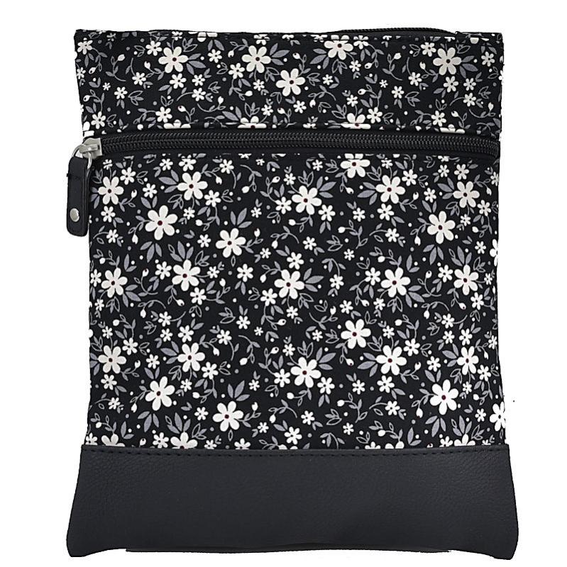 Handtasche Patchwork Crossbag Blume schwarz